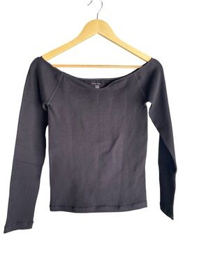 Intimately Free People Black Ribbed Off the Shoulder Top